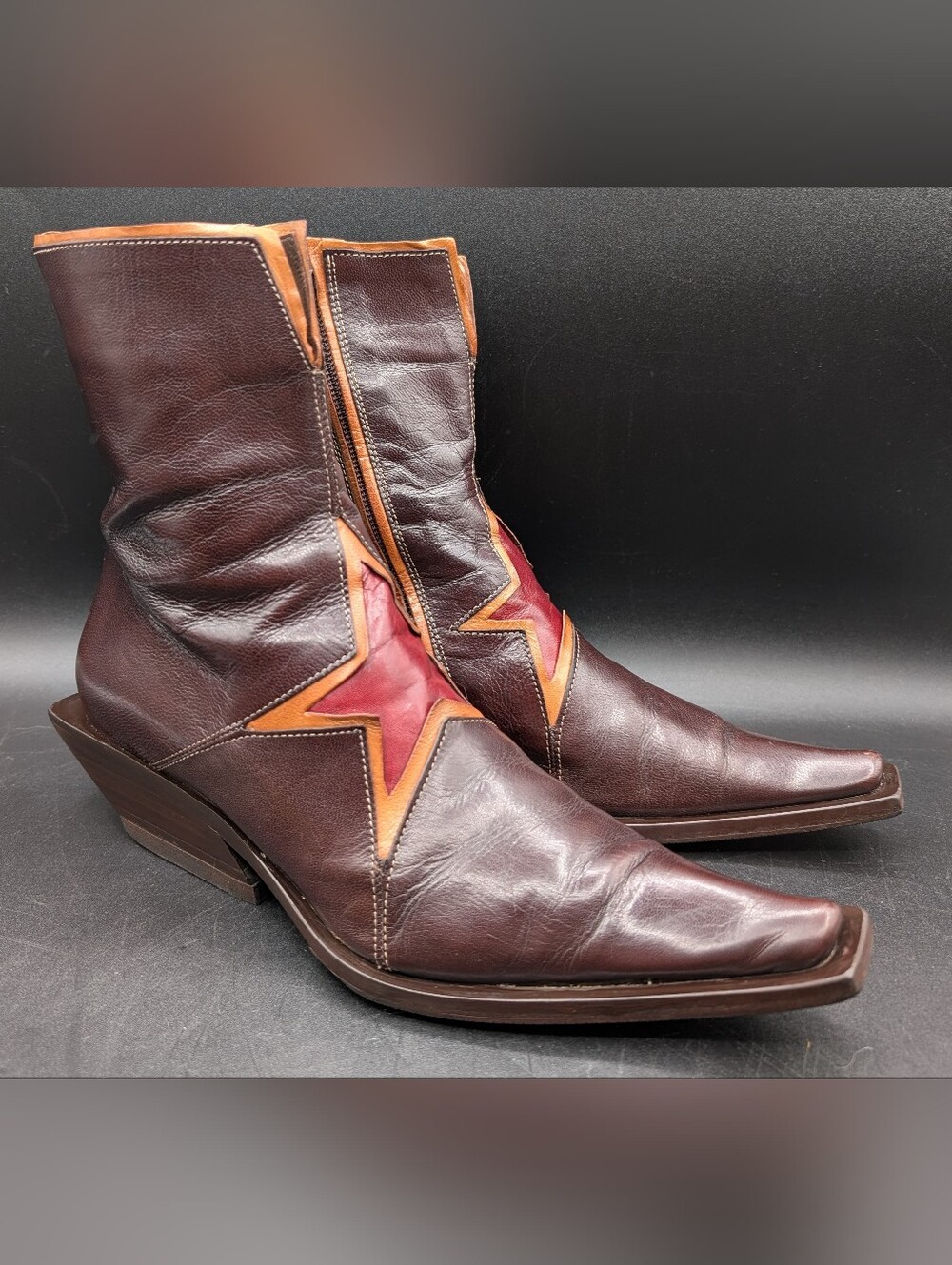 Materia Prima Goffredo Fantini Brown Leather Red Star Cutout Boots EU 36 US 6